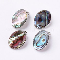 Natürliche Abalone-Muschel / Paua-Muschel-Ohrclips&nbsp;EJEW-P122-01