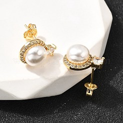 Pendientes redondos de latón con micropavé de circonitas cúbicas transparentes&nbsp;EJEW-A135-26G