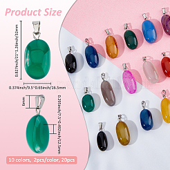 20 Stück 10 Farben natürlicher Achat gefärbter Anhänger&nbsp;G-FH0002-43