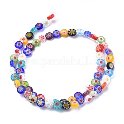 Perles plates de verre à la main millefiori rondes&nbsp;LK-R004-55