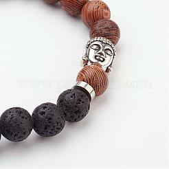 Holz Perlen Stretch-Armbänder&nbsp;BJEW-JB03049-01