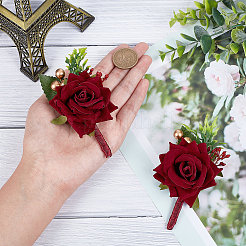 Dasilk 2pcs broche en soie fleur rose avec plastique&nbsp;AJEW-CP0001-64