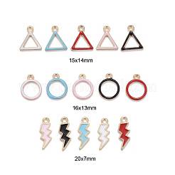 90 pièces 15 styles pendentifs en émail en alliage plaqué or clair&nbsp;ENAM-LS0001-02LG