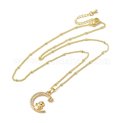 Collane con ciondoli in ottone micro pavé di zirconi chiari&nbsp;NJEW-K269-05G-04