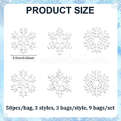 9 sac de 3 styles de cabochons flocon de neige en laiton&nbsp;DIY-PH0033-02