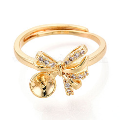 Anillo con pasador de copa de circonita cúbica micropavé de latón con lazo&nbsp;KK-N274-25G