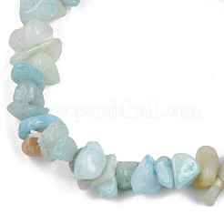 Pulseras elásticas con cuentas de amazonita de flor natural con chip unisex&nbsp;BJEW-S143-26