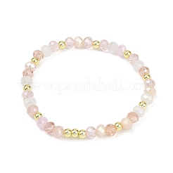 Braccialetti elastici in perline di vetro elettroplaccate rotonde sfaccettate per donna&nbsp;BJEW-JB11625-03