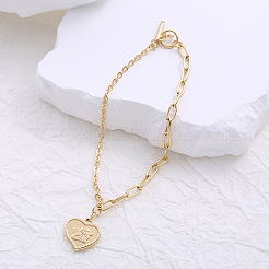 Bracelet double couche en acier inoxydable de style européen en forme de cœur pour femme&nbsp;KB9332