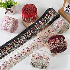 Ruban de fleurs brodé en polyester&nbsp;OCOR-CY0001-17D