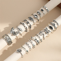 21 Stück Emaille-Legierung mit Kunststoffperlen-Fingerring-Sets&nbsp;FS-WG05D6A-01