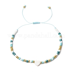 Braccialetti di perline intrecciate con conchiglie d'acqua dolce naturali e perline di vetro per le donne&nbsp;BJEW-JB12362-03