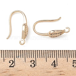 Ohrringhaken mit Blattablage aus Messing mit Mikropavé-Zirkonia&nbsp;KK-D083-09G-1