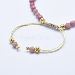 Bracelets de perles tressées de rhodochrosite naturelle&nbsp;BJEW-I258-H02