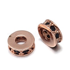 Flache runde messing micro pave zirkonia spacer perlen&nbsp;ZIRC-F009-31-NR