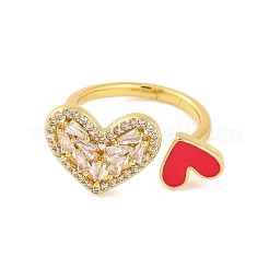 Anneaux de manchette ouverts en laiton micro pavé de zircone cubique transparente&nbsp;RJEW-U009-04G