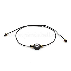 Bracelets de perles tressées rondes et plates avec mauvais œil&nbsp;WG2D48B-03