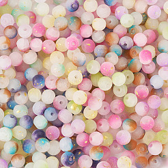 540 Stück 9 Farben mattierte Backfarbe Crackle-Glasperlen mit Glitzerpulver&nbsp;DGLA-TA0001-27