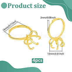 4 Stück verstellbare Fingerringkomponenten aus Messing&nbsp;KK-NB0002-57