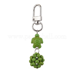 Decorazioni pendenti con perline sintetiche turchesi rotonde e tartarughe marine&nbsp;HJEW-JM03101-01