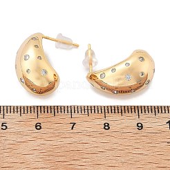 Boucles d'oreilles à tige en laiton avec micro pavé de zircons cubiques transparents en forme de larme&nbsp;EJEW-K286-07G-01