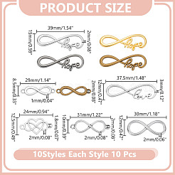 100 pz 10 stili collegamenti/connettore in lega di stile tibetano&nbsp;TIBE-AR0001-12