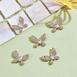 Placage de crémaillère en laiton micro pavé pendentifs en zircone cubique claire&nbsp;KK-SZ0005-41
