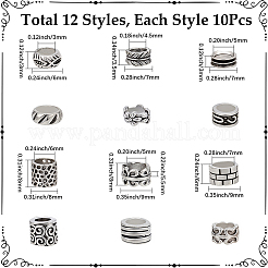 120 Uds. Cuentas de aleación de zinc estilo tibetano de 12 estilos&nbsp;FIND-SP0005-87