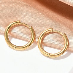 202 pendientes de aro de acero inoxidable&nbsp;X-EJEW-F111A-18mm-G