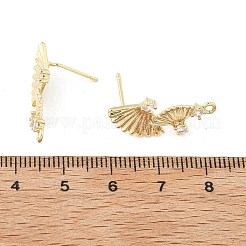 Accessoires de clous d'oreilles en laiton avec micro pavé zircone cubique&nbsp;KK-K371-44G