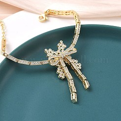 Bowknot-Armbänder aus Messing mit Mikropavé und Zirkonia-Gliederketten für Damen&nbsp;BJEW-A279-01G