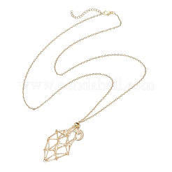 Collar de cadena tipo cable con colgante de estrella y luna&nbsp;NJEW-JN05282-03