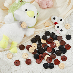 100 pieza de botones de madera de peral de 2 agujeros y 5 colores&nbsp;BUTT-HS0001-03