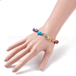 Chip di pietre preziose e braccialetto elasticizzato di perle naturali&nbsp;BJEW-JB07651