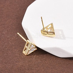 Boucles d'oreilles en laiton zircon cubique micro pavé clair&nbsp;EJEW-C174-02F-G