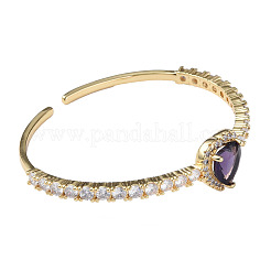 Bracelet manchette ouvert coeur zircone cubique&nbsp;BJEW-N012-031C