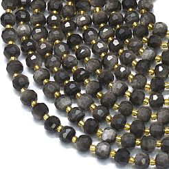Natürliche silberne Obsidianperlenstränge&nbsp;G-K389-E84-01