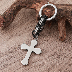 Porte-clés croix style punk en acier inoxydable 304&nbsp;GV8385