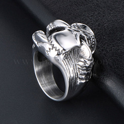 304 Edelstahl Totenkopf mit Krallenfingerring&nbsp;SKUL-PW0002-031E-P