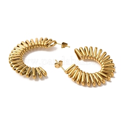 Orecchini a bottone a forma di C a spirale in acciaio inossidabile 304 placcati ioni (ip) per donna&nbsp;EJEW-Z066-05G