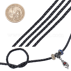 Durchmesser 3mm schwarz runde gefaltete Bolo echte geflochtene Lederschnüre für Halskette Armband Schmuck machen&nbsp;WL-PH0002-01A