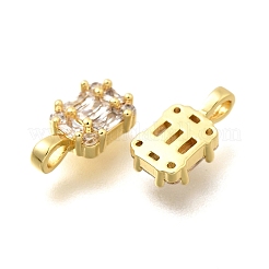 Micro rectángulo de latón allanan charms de circonio cúbico&nbsp;KK-S508-50G