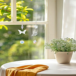 2 Stück 2 Stile Glas & Legierung Schmetterling hängende Sonnenfänger&nbsp;HJEW-LP0002-89C