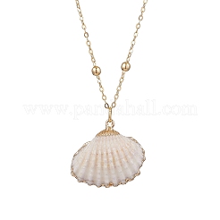 4 pz 4 stili collane con ciondolo in conchiglia naturale placcata&nbsp;NJEW-JN05180-01