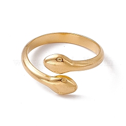 Anillo abierto de acero inoxidable 304 con doble serpiente y revestimiento iónico (IP) para mujer&nbsp;RJEW-C045-14G
