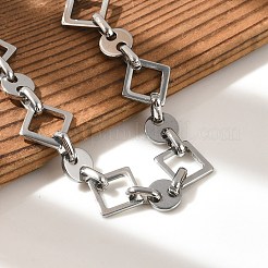 304 Edelstahl-Rhombus-Gliederketten-Armbänder für Männer und Frauen&nbsp;BJEW-D042-28P