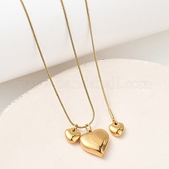 Colliers pour femmes avec pendentif triple cœur en acier inoxydable 304 et chaîne serpent ronde&nbsp;NJEW-A074-02G