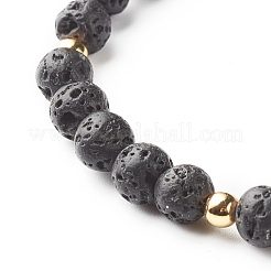 Set di braccialetti elastici con perline rotonde in howlite naturale e roccia lavica&nbsp;BJEW-JB06982-02