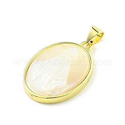 Pendenti in conchiglia naturale con pavé in ottone placcato a cremagliera&nbsp;KK-A204-01C-01G