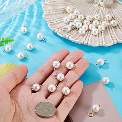 40 Stück 2 Farben Muschelperle runder Verbinder Charms&nbsp;PALLOY-TA00341
